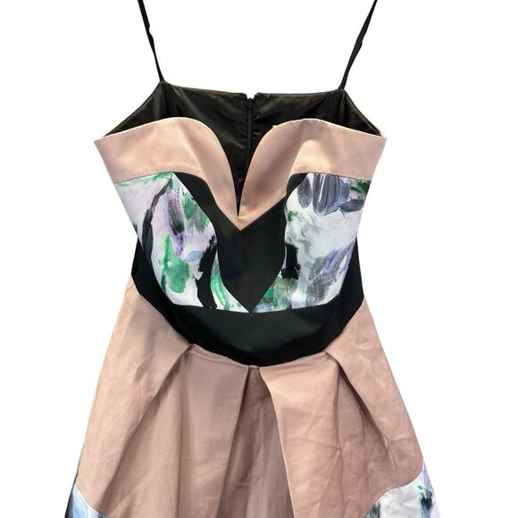 Milly Strapless Colorblock Floral Fit & Flare Dress XXS Cocktail - Picture 4 of 10